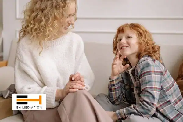 Happy mother and child after sorting child arrangements mediation Ripley