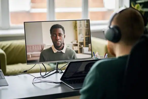 Man attending online mediation Ripley MIAMS session